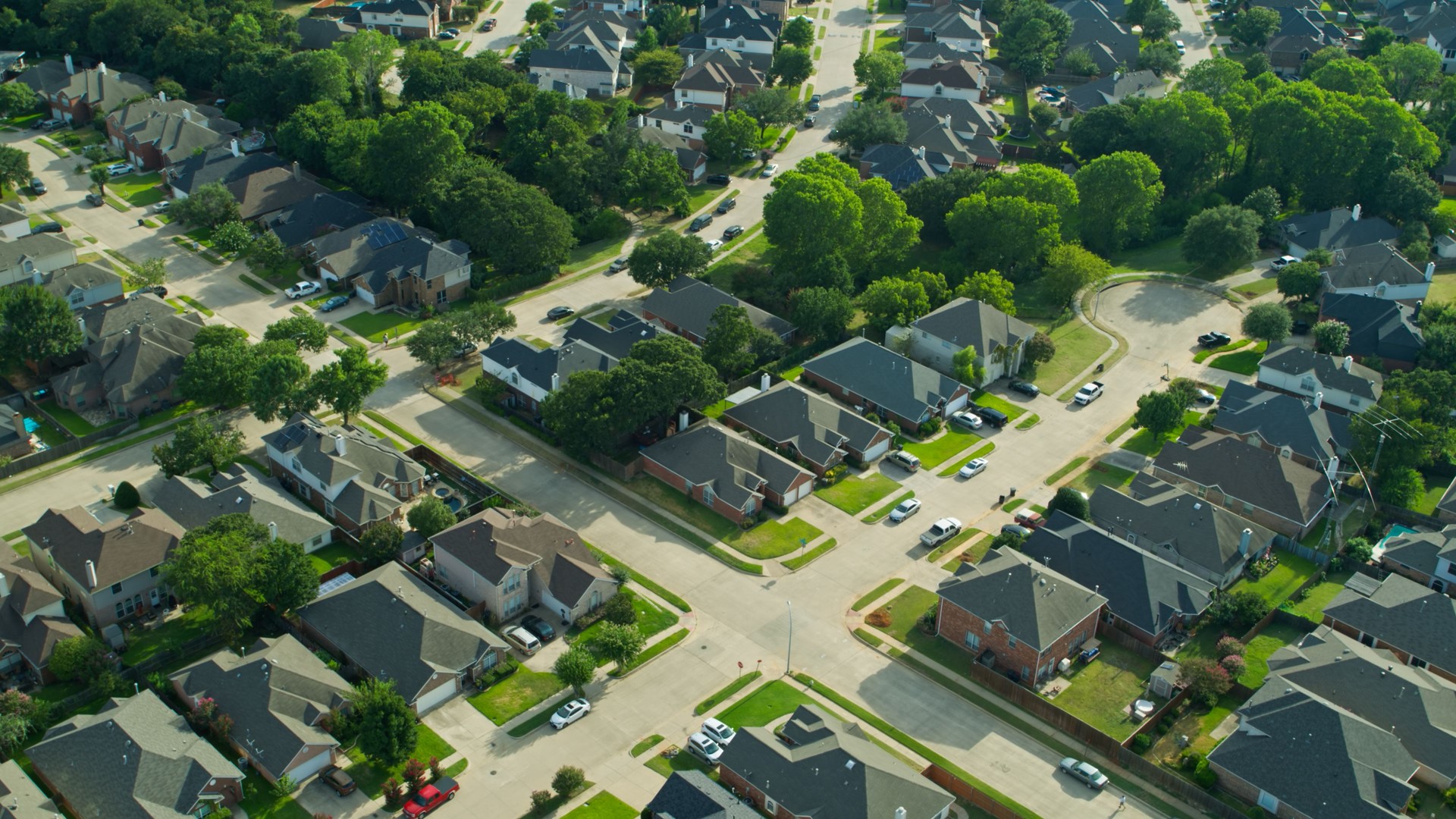 Aerial Shot of Residential Neighborhood in Dallas, Texas